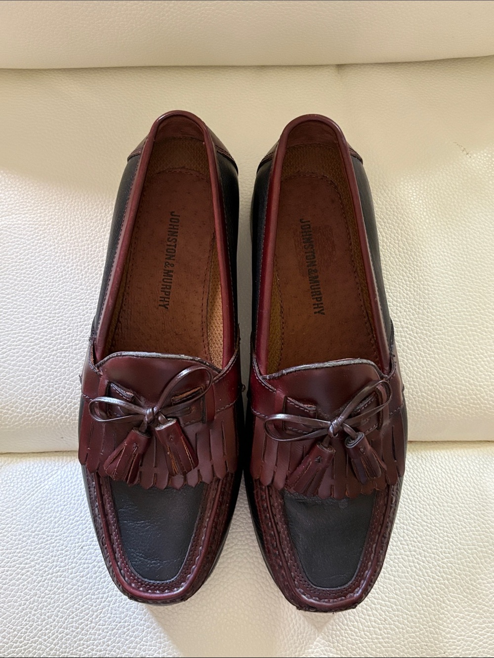 Johnston & Murphy Aragon II Kiltie Tassel Loafers Men’s 9M 2-Tone Black Mahogany